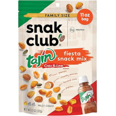 Snak Club Tajin Fiesta Snack Mix Chilli Lime Peanuts Pepitas and Corn Crispy Snacks Mild Flavour 11oz Resealable Bag
