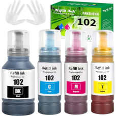 102 Tinte kompatibel mit epson 102 E102 Tintenfehlflaschen für Ecotank ET-4856 ET-2750 ET-2751 ET-4750 ET-2756 ET-3850 ET-4850 ET-2856 ET-3700 ET-3750 ET-4700 ET-2700 ET-15000(4 Pack BK/C/M/Y)