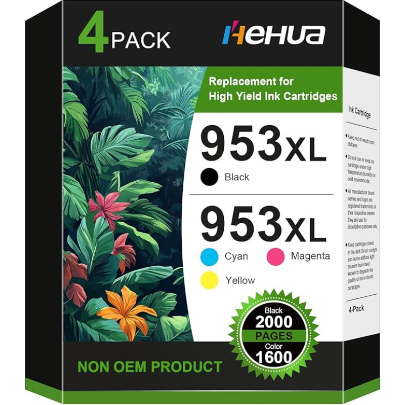 hehua 953XL spausdintuvo kasetės suderinamos su HP 953 XL kasetėmis 953XL rašalo 953 kasetės, skirtos HP OfficeJet Pro 7740 8715 8710 8718 8725 8728 8210 7730 7720 8740 8730 8720 (1 1 1 mėlyna, 1 geltona, 1 purpurinė)