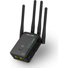WAVLINK AC1200 WLAN stiprintuvas, dvigubas WLAN stiprintuvas, suderinamas su visais WLAN įrenginiais, WLAN signalo kartotuvas (WLAN kartotuvo / maršrutizatoriaus / belaidžio prieigos taško režimas, WPS, Plug & Play, 2 Ethernet prievadai)