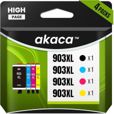 4 x 903XL spausdintuvo kasetės, suderinamos su HP 903 903XL kasetėmis (1 juoda, 1 žydra, 1 purpurinė, 1 geltona), skirtomis HP Officejet 6950, OfficeJet Pro 6960, 6970