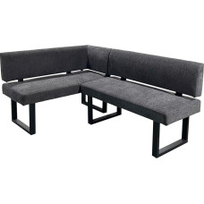 byLIVING Vankuverio kampinis suolas, audinys, antracitas, metalinis rėmas, padengtas juoda milteline danga, kišeninių spyruoklių šerdis, ilga dešinioji koja, virtuvės suolas, 125 x 181,5, H 86 cm