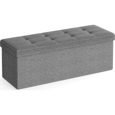 SONGMICS taburetė su laikymo vieta, LSF77K, sulankstomas suoliukas, 38 x 110 x 38 cm kojų suolelis, laikymo dėžė, maksimali apkrova 300 kg, skirtas svetainei, miegamajam, prieškambariui, šiferio pilkos spalvos