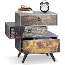 Relaxdays Vintage komoda su 3 stalčiais, betono išvaizdos šoninė spintelė, aptrintas stalčius su rankena Aukštis x plotis x gylis: 60 x 60 x 40 cm. Pilka.