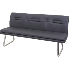 Mendler HWC-H70 Dining Room Bench Upholstered Bench Backrest Fabric/Textile Brushed Stainless Steel - Grey 180 cm