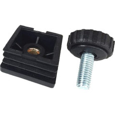 Flyshop 4 Sets M8 Thread Adjustable Height 15mm to 25mm Furniture Levelling Feet for Table and Chair 38*38mm Black Check