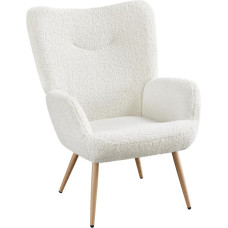 Yaheetech Wingback Chair Modern Armchair Upholstered Chair with Wooden Legs up to 136 kg Maximum Load 81 x 73.5 x 98 cm White