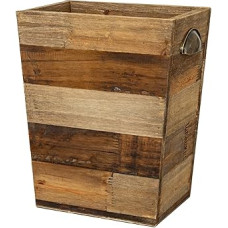 Maža medinė šiukšlių dėžė Ūkio dekoratyvinė šiukšliadėžė Kaimiškas nelaimingas natūralus šiukšlių konteineris su metalinėmis rankenomis Perdirbtos medienos laikymo krepšys