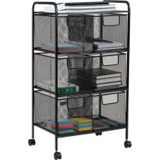 Mind Reader 6DRMESH-BLK 6 Rolling Mesh, Metal, Drawers, File, Utility, Office Storage, Heavy Duty Multi-Purpose Cart, Black