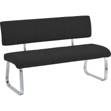 IDIMEX Vilas Dining Room Bench for 3 People with Fabric Cover Black - Chrome-Plated Metal Frame, Dining Room Bench with Backrest Comfortable Padded Dining Bench for Kitchen