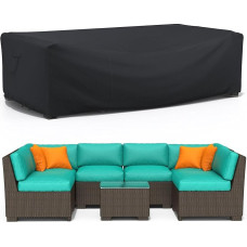 Dangtis sodo baldams (250 x 210 x 90 cm), atsparus vandeniui, 600D Oksfordo audinys, stačiakampio formos brezentas sodo baldams, juodas, apsauga nuo lietaus, atsparus dulkėms, skirtas sofai, atsparus dulkėms, kėdėms, stalui, sodo stalams