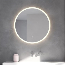 Loevschall Atlas High-Quality Bathroom Mirror with Lighting, Round Mirror 60 cm, Luxurious and Frameless Design, Smart Mirror with Touch, LED Front and Backlight, Brightness Dimmable