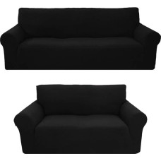 Sapphire Home 2-teiliges gebürstetes Premium-Schonbezug-Set für Sofa, Zweisitzer, Couch, passgenau, dehnbar, knitterfrei, Möbelschutzbezug-Set für 3/2-Kissen, Polyester-Spandex, 2-teilig, gebürstet