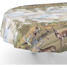 ANRO Staltiesė Vaškinė staltiesė Vaškinė staltiesė Skalbiama sodo staltiesė Medžioklės nuotrauka Spausdinti Ovalus 180 x 140 cm Nupjautas kraštas