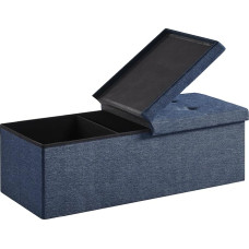 Zedelmaier Bench with Storage Space, Foldable Seat Chest, Maximum Load 300 kg, Foldable Lid, Folding Seat Chest for Living Room, Hallway, Bedroom, 114 x 38 x 38 cm, Navy Blue