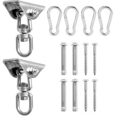 Heavy Duty Swing Hangers, 500kg Capacity, 360 Degree Rotating Stainless Steel Swing Hooks, Hardware for Concrete, Wooden Sets, Hammock, Chair, Playground Equipment, Heavy Bag (2 Sets)