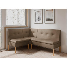 Valgomojo kambario kampinis suolas - virtuvės kampinis suolas su laikymo konteineriu - moderni virtuvės poilsio zona - audinys veliūras - paminkštintas atlošas - rudas - Monolith 09-130 x 170 cm