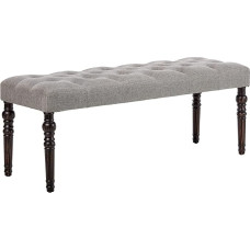 Roundhill Furniture Aneta Tufted Fabric Dining Bench with Twisted Legs Grey Fleece