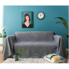 Sofa Throw, Plain Pattern Sofa Cover 3-Seater, Non-Slip Protective Covers in Polyester for Living Room Protector and Dogs Pets - 90 x 150 cm, Dark Grey