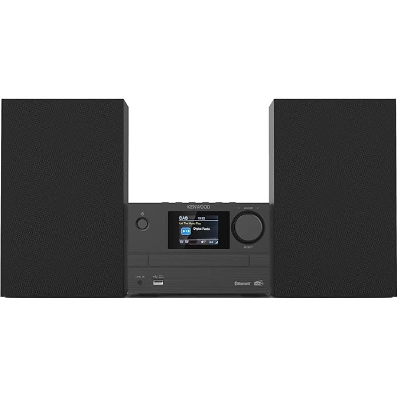 Kenwood M-525DAB Micro Hi-Fi System with CD, USB, DAB+ and Bluetooth Audio Streaming, 6.1 cm TFT Colour Display, Remote Control