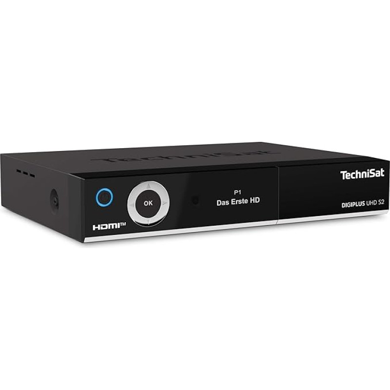 TechniSat DIGIPLUS UHD S2-4K Satellite Receiver with Alphanumeric Display and Twin Tuner (DVB-S/DVB-S2, HEVC, H.265, PVR Recording Function, WLAN, LAN, CI+, USB, OLED) Black