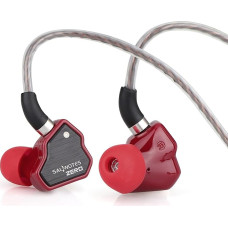 LINSOUL 7Hz Salnotes Zero HiFi 10 mm dinaminio draiverio ausinės IEM su metalo kompozito membrana, nerūdijančio plieno priekine plokštele, nuimamu 2 kontaktų OFC kabeliu (raudonos spalvos, be mikrofono, 3,5 mm)