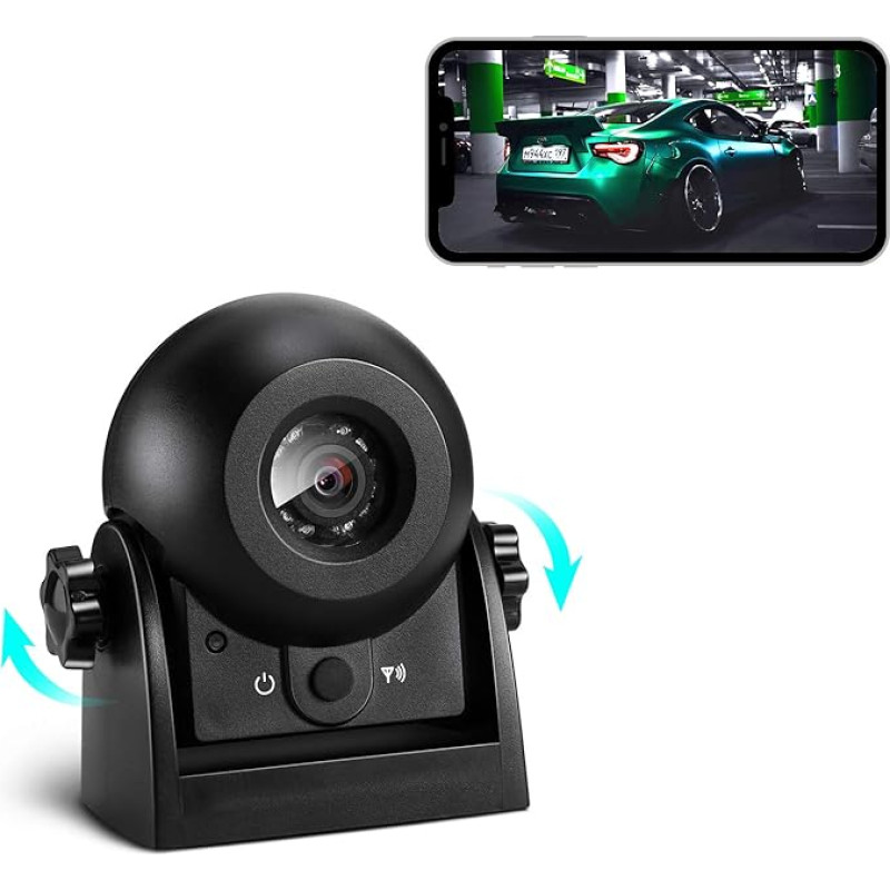 Uzone Wireless Rear-view Camera, WiFi Car Magnetic Rear-view Camera, Superb Night Vision, IP68 Waterproof Parking Camera, Hitch, for Truck, RV, Caravan, Trailer