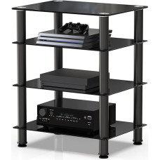 FITUEYES TV Rack HiFi Regal Audio Schrank Glas und Alu 600x455x762mm AS406001GB