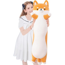 Aiuidun Long Shiba Inu Plush Toy, Giant Corgi Dog Stuffed Toys, Plush Cushion, Soft Long Dog Plush Toy, Cuddly Cushion, Gifts for Girls and Boys (Yellow, 130 cm / 51.18 inches)