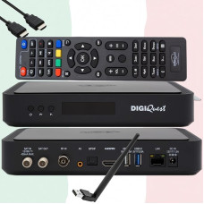 TiVuSat Card 4K UHD + DIGIQuest Q80 Combo Receiver 4K H.265 S2+T2 HEVC Set-Top Box, Certified TiVuSat Receiver with Card (Not Activated), Media Player, WebRadio, 150 USB WiFi Stick, HTS HDMI