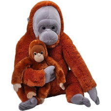 Wild Republic Mom and Baby Jumbo Orangutan Large Cuddly Toy, 76 cm, Gift Idea for Children, Cuddly Toy with Baby, Giant Stuffed Toy Made from Recycled Water Bottles