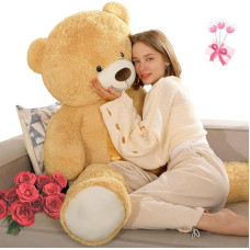 MorisMos 150 cm Giant Teddy Light Brown Large Teddy Bear XXL, Cuddly Plush Bear XXXL, Birthday Gift for Girlfriend Women Girls