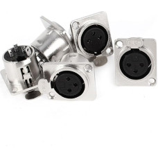 sourcing map sourcing map 5 pieces socket XLR 3-pin socket chassis panel mount socket socket silver black