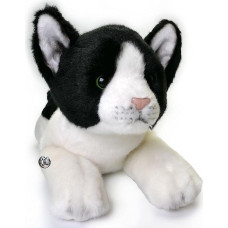 Kuscheltiere.biz Cat Cuddly Toy Black and White Plush Cat Lying Down Gizmo