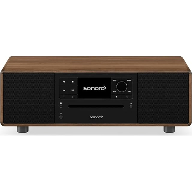 sonoro Prestige Compact System with CD Player, Bluetooth and Internet Radio (FM, WLAN, DAB Plus, Spotify, Amazon, Deezer) Anthracite Walnut