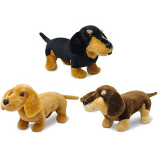 JUSTQUNSEEN 3pcs Dog Plush Toy 9.8 Inch Dachshund Plush Toy Set Plush Toys for Birthday Children's Party Children to Inspire Creativity