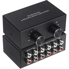 Geieold Two Way Stereo Audio Switch, RCA Audio, 4 Way Switch, Audio Splitter, L/R, 2 in 4 Outputs or 4 in 2 Outputs