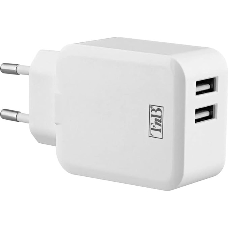 TNB 2 USB 4.8A Mains Charger - White