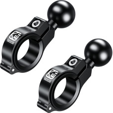 BRCOVAN Aluminium Alloy Handlebar Mount with 1 Inch TPU Ball for Round Rail Diameter 0.5 Inch 0.87 Inch 1 Inch 1.26 Inch Compatible with RAM Mounts B Size 1 Inch Ball Double Base Arm