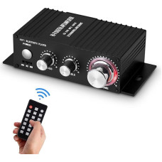 Mini Bluetooth Audio Amplifier Receiver Stereo Power Amplifier Remote USB Music Player with Power Supply