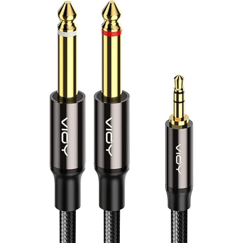 6.35mm to 3.5mm Stereo Audio Cable 1m Speaker Cable for Computers, CD Players, Multimedia Speakers and Amplifiers