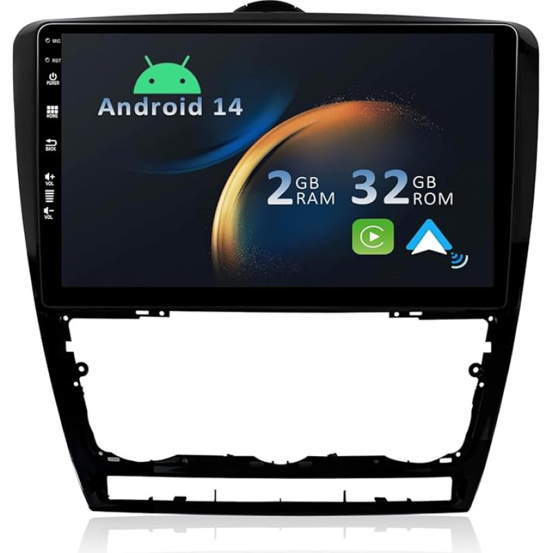 YUN TX Android 12 Car Radio for VW Skoda Octavia (2010-2014) 2 DIN [Integrated Wireless CarPlay/Android Car/GPS]-10.1 Inch IPS 2.5D Touch Screen with Camera DAB/Steering Wheel