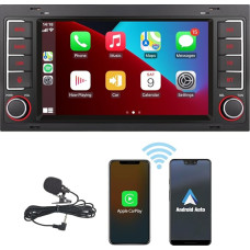 HLLECARMO VW Touareg Radio with Wireless Carplay & Android Car for Volkswagen Touareg Transporter T5 Mirror Link Bluetooth with 7 Inch LCD High Power RDS AM/FM USB DSP Subw EQ SWC