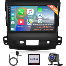 Hodozzy 2G + 64G Android Car Radio for Mitsubishi Outlander 2/Peugeot 4007/Citroen C-Crosser 2006-2015 Carplay Android Car, 9 Inch Touchscreen Navigation WiFi Bluetooth Mirrorlink HiFi FM RDS Canbus