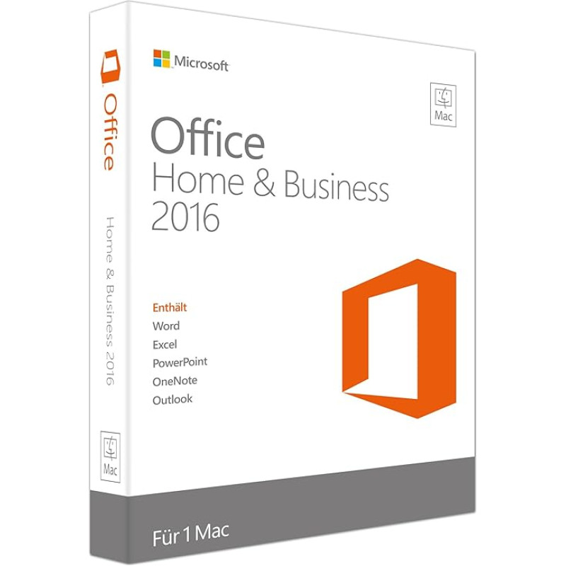 Microsoft Office Mac Home and Business 2016 (Product Key Card ohne Datenträger)