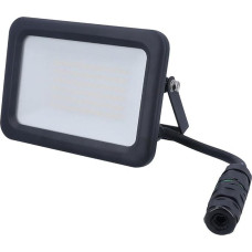 as - Schwabe SLIMLINE PRO Chip LED Spotlight 50 W 6500 Lumen - 4000 K Neutral White - OSRAM LED - IP65 Aluminium Housing - Outdoor Light Swivelling - 2 m Cable with Earthing Contact Plug - IP44, 46421