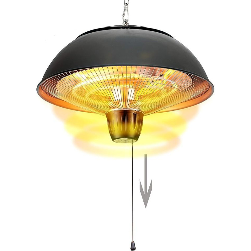 DONYER POWER elektrinis terasos šildytuvas 2000 W, montuojamas ant lubų, skirtas naudoti patalpose ir lauke