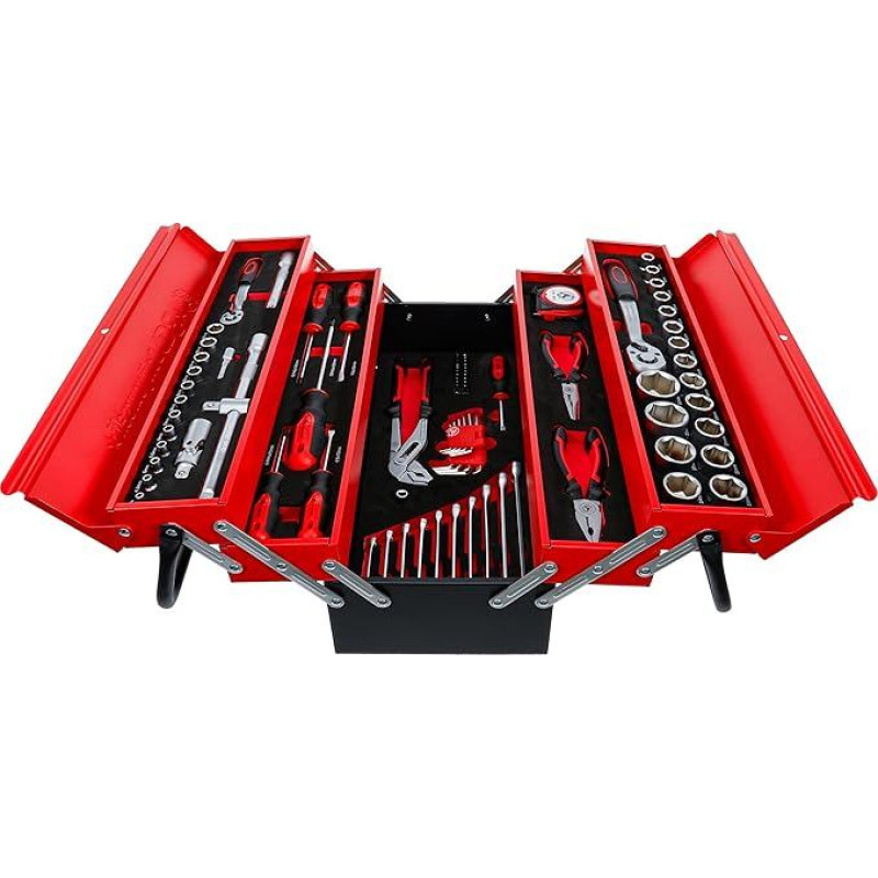 BGS Diy 6056 Metalinė įrankių dėžė su įrankių asortimentu, 86 dalys