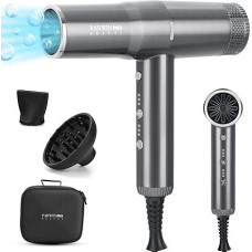 Hair Dryer with Unique 110,000 RPM Brushless Low Noise Motor, PARWIN PRO BEAUTY 100 Million Negative Ion Hair Dryer, 30 M/S Air Flow for Quick Drying, Innovative Micro Filter (Grey)
