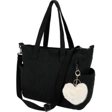 Cord Tote Bag Large Women's Shoulder Bag, Cord Shopper Bag, Women's Handbag, Fashion Shoulder Bag Tote for Everyday Office, School, Travel, Shopping, Black